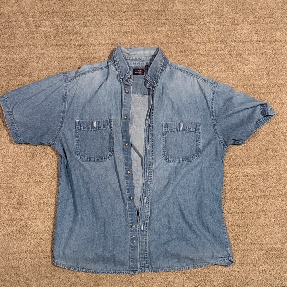 Faded Glory Classic Men's Denim Short-Sleeve Button-Down Shirt - Light Blue